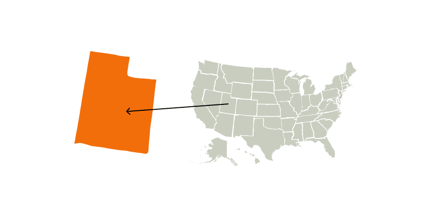A map of the United States featuring the State of Utah.
