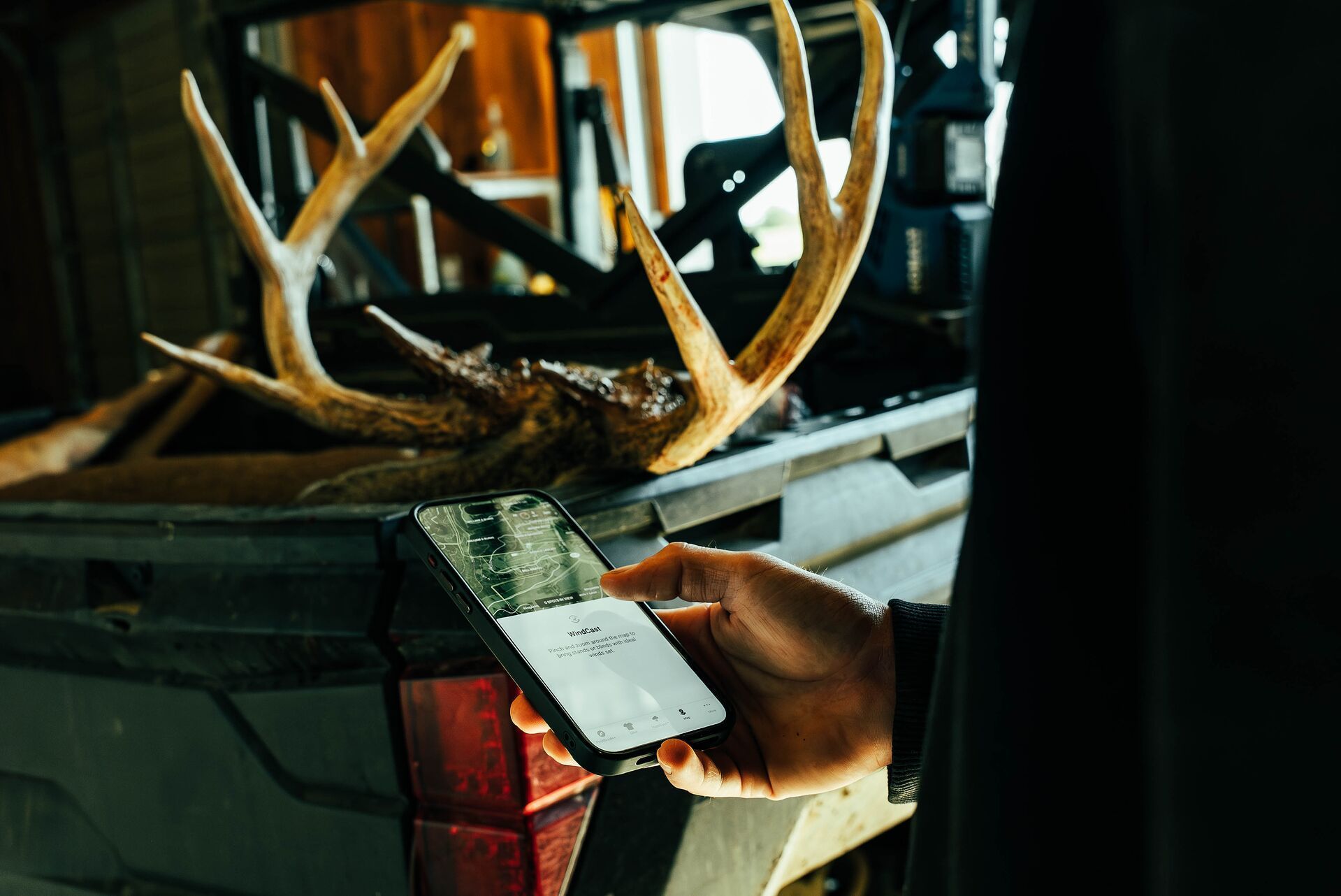 Close-up of phone in hunter