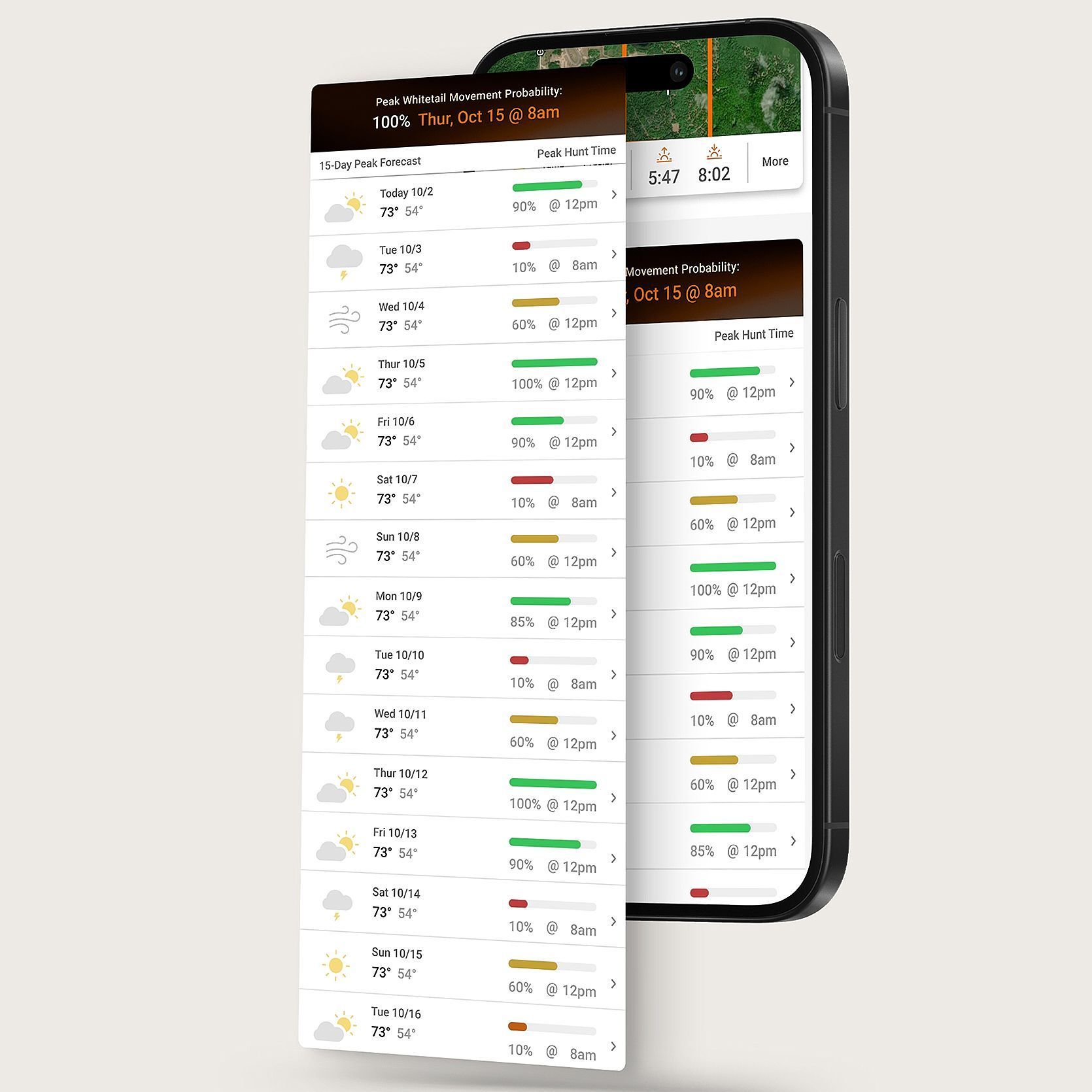 HuntWise forecast screen, plan Wyoming elk hunt concept.