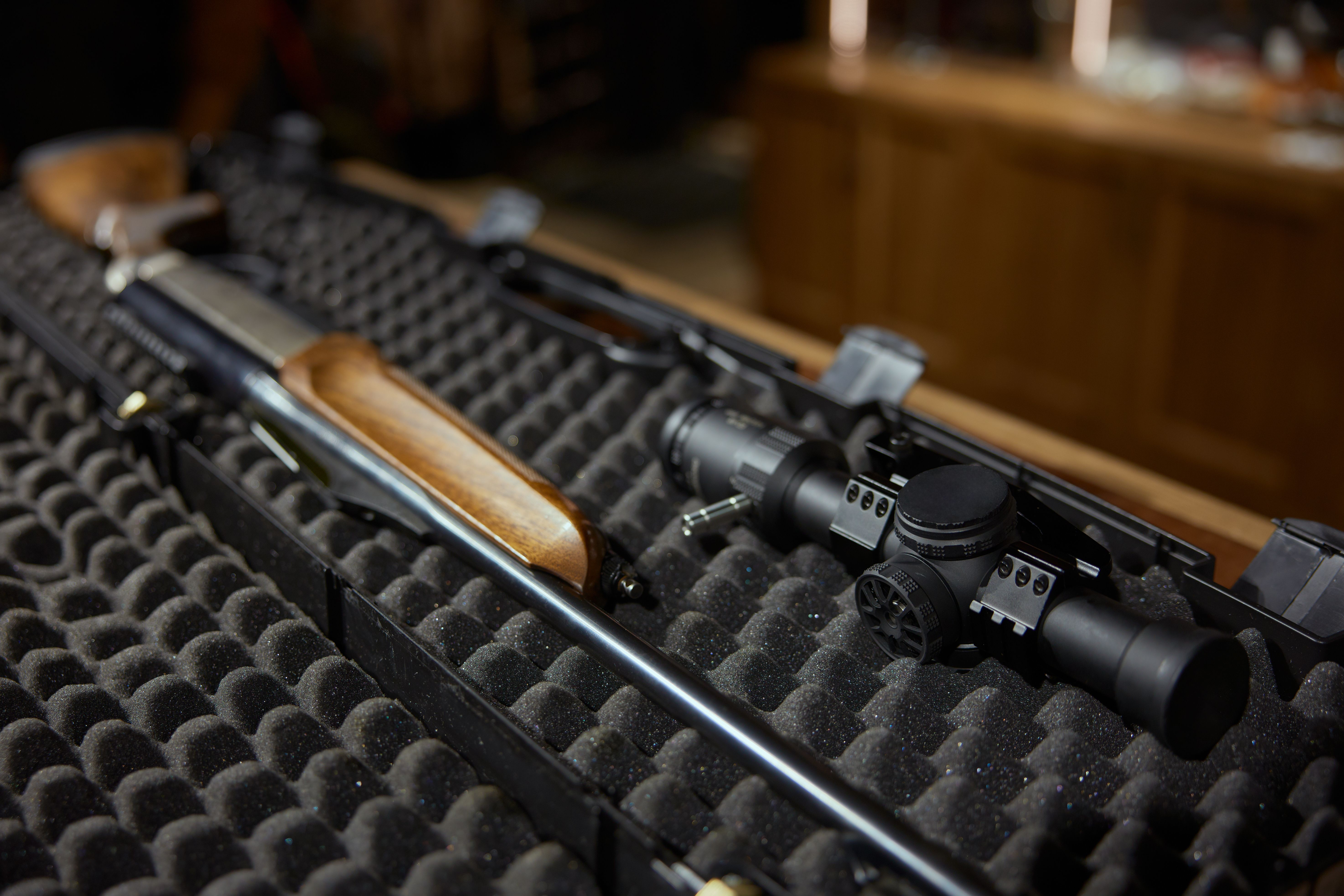 Rifle in a case for storage, rifle storage tips concept.