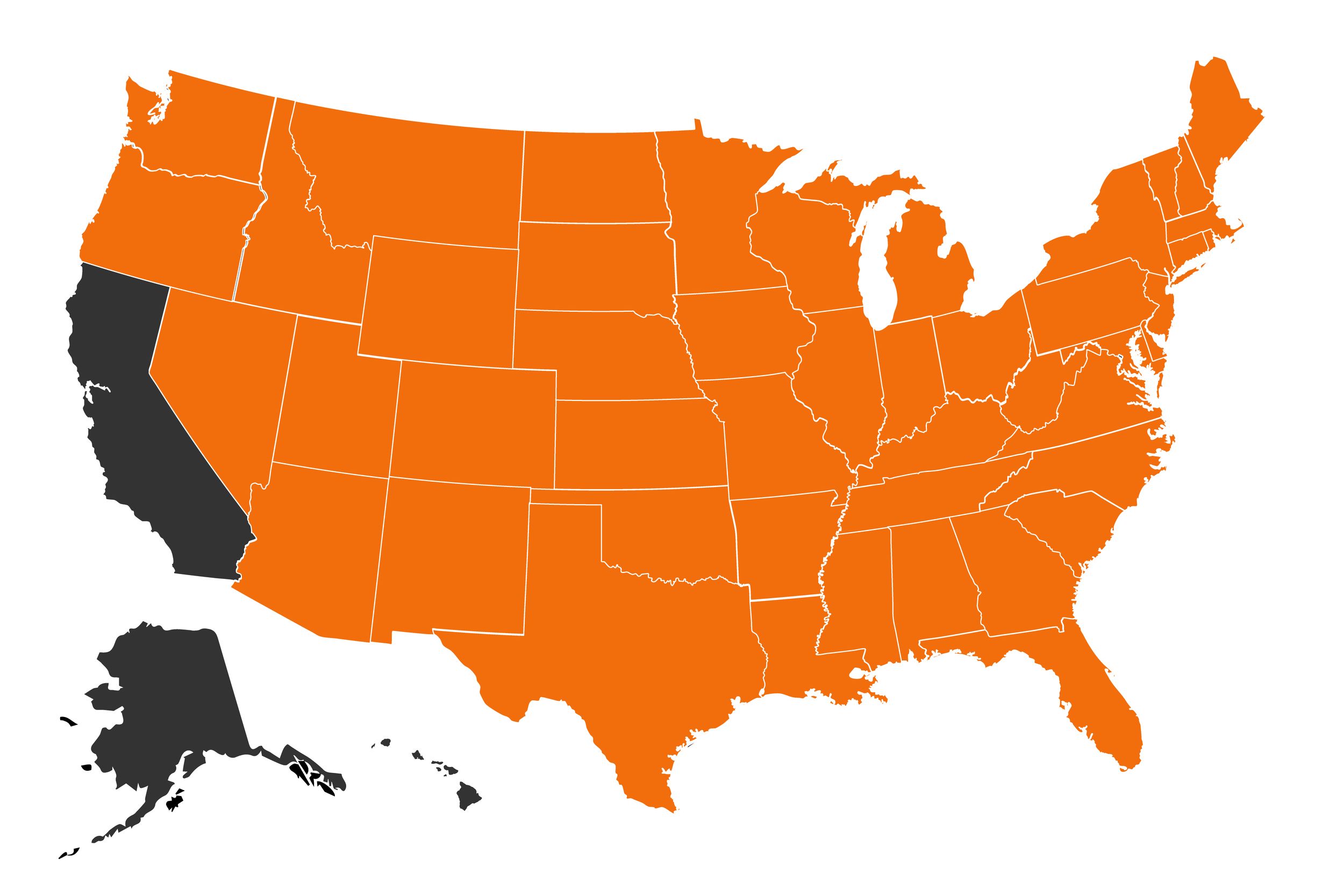 A map of the United States highlighting the states to hunt whitetail, best time to hunt whitetail deer concept.