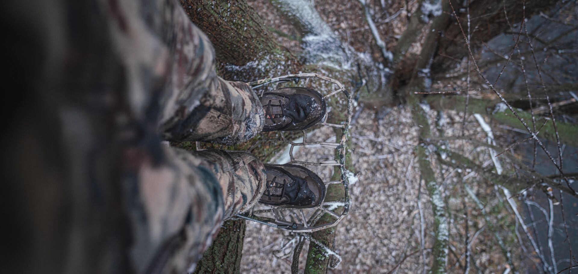 View looking down at hunter