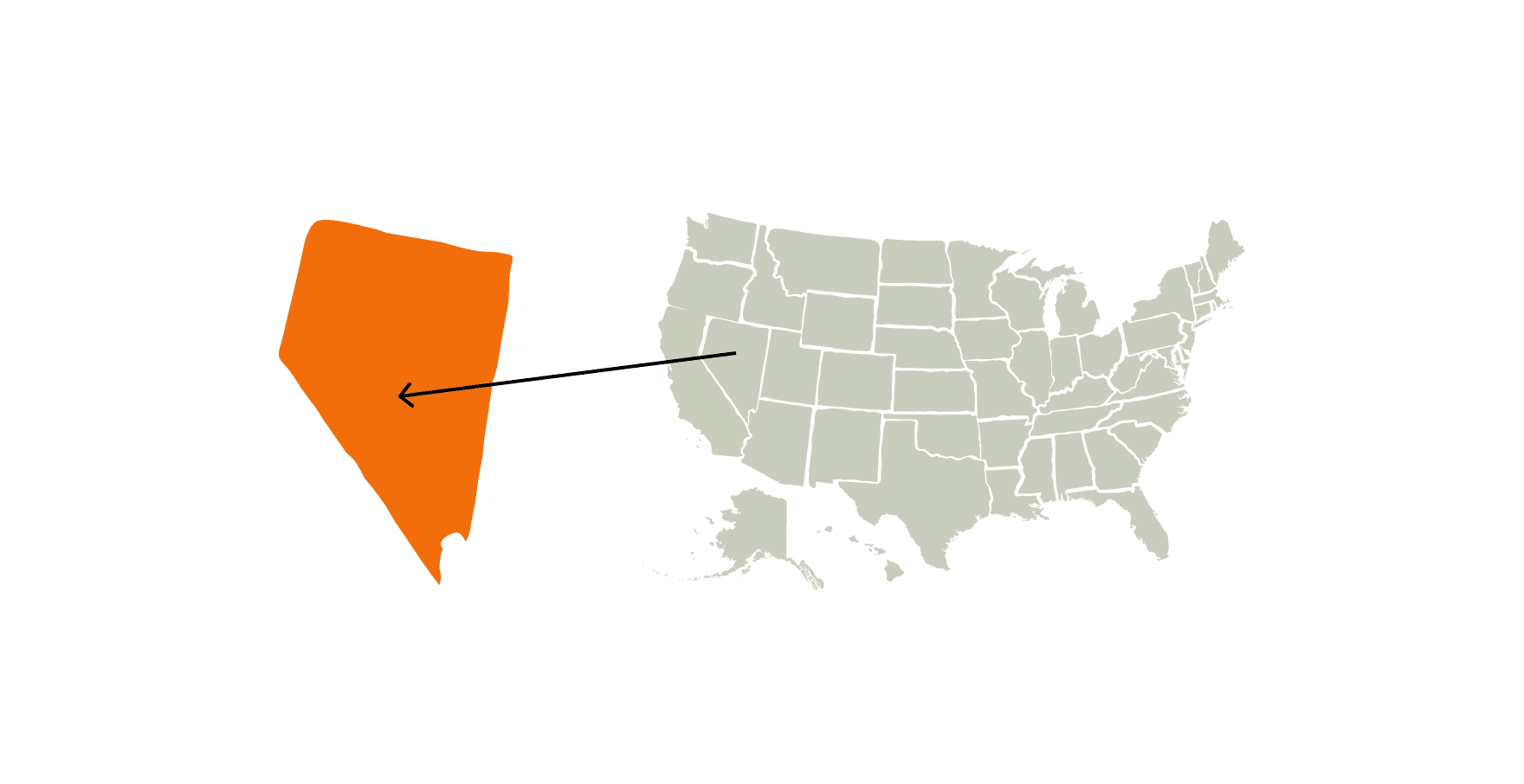 A U.S. map highlighting the state of Nevada.