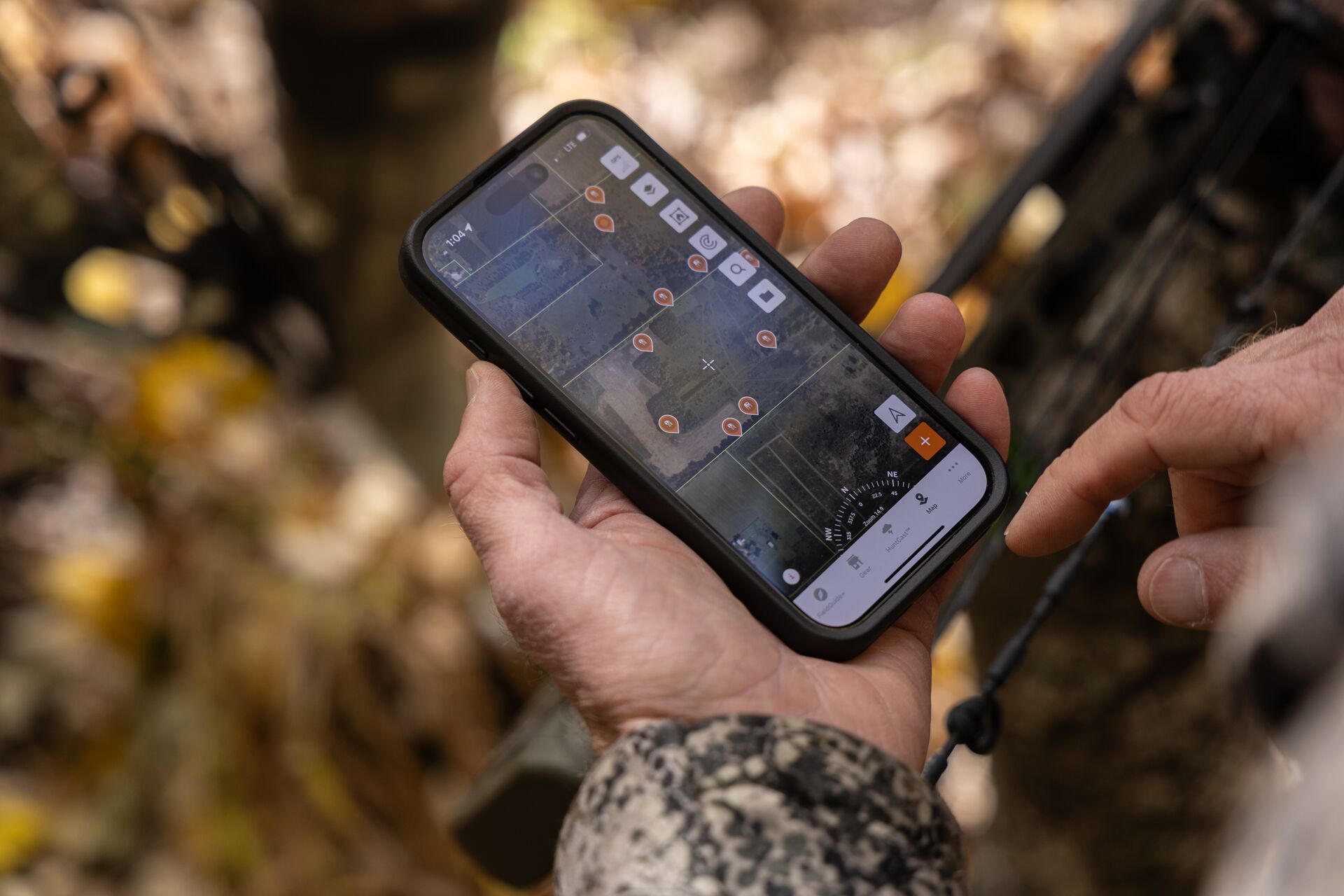Close-up of a phone in a hunter