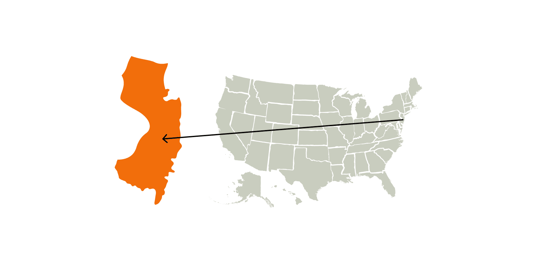 An illustration of a U.S. map highlighting New Jersey.