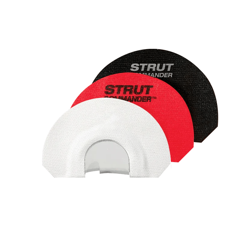 3-Pack Strut Commander mouth calls on white background, turkey mouth calls concept.