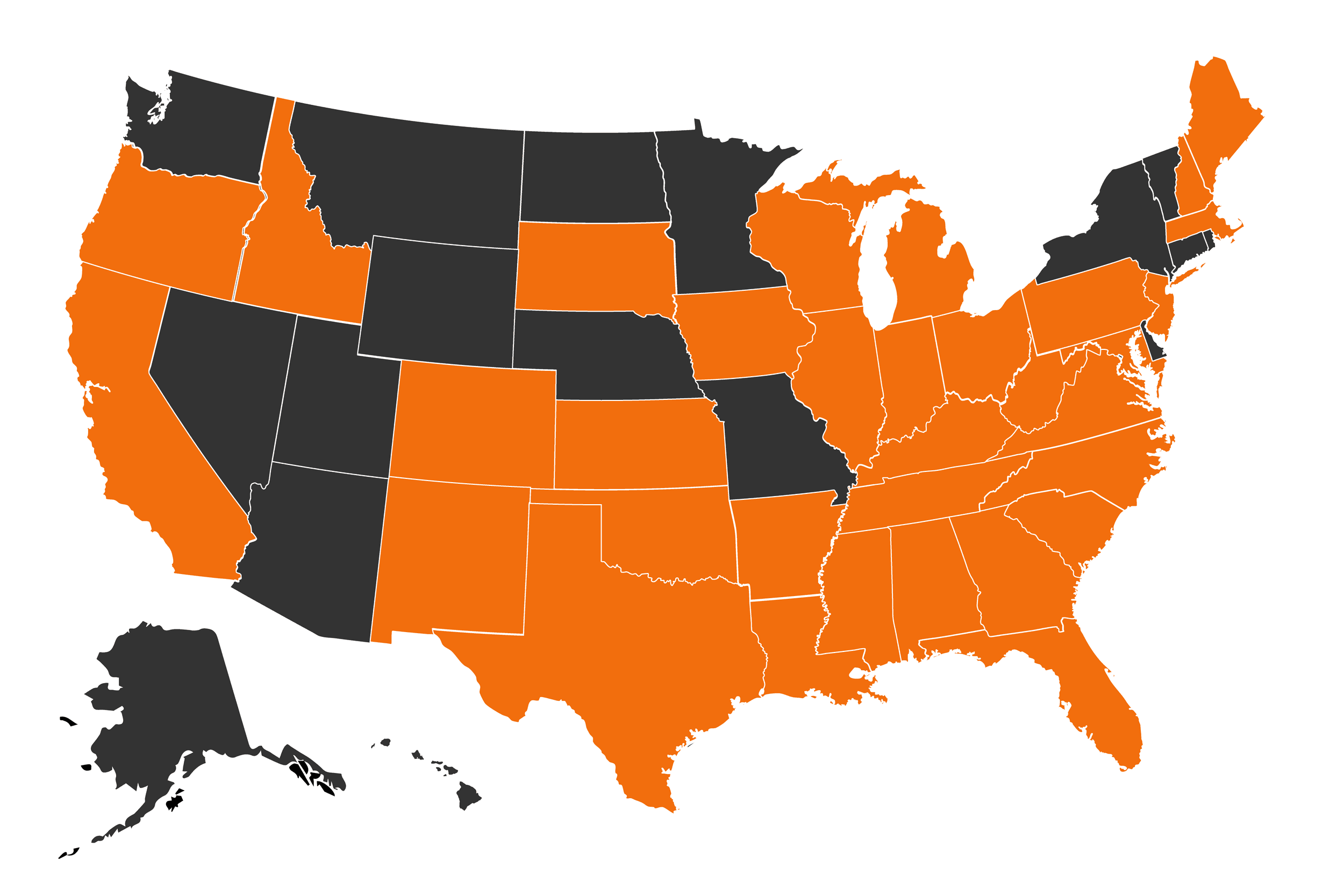 A map of the United States shows where you can hunt wild hog.