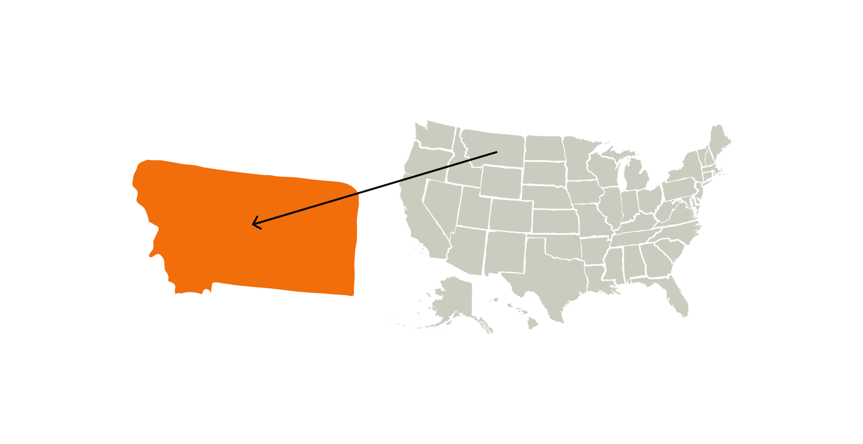 A map of the United States highlighting the state of Montana.