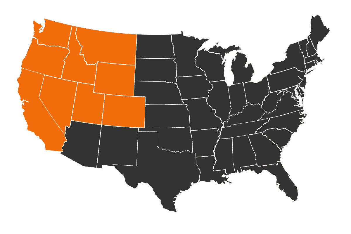 Map highlighting the Western states of the U.S., shed hunting concept.