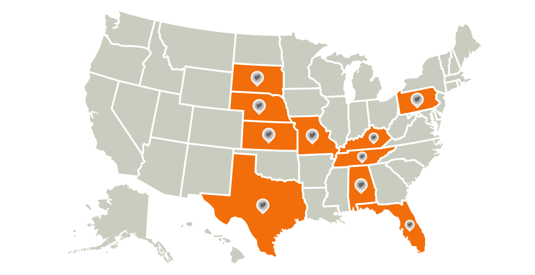 A map of the U.S. highlighting the best turkey hunting states.