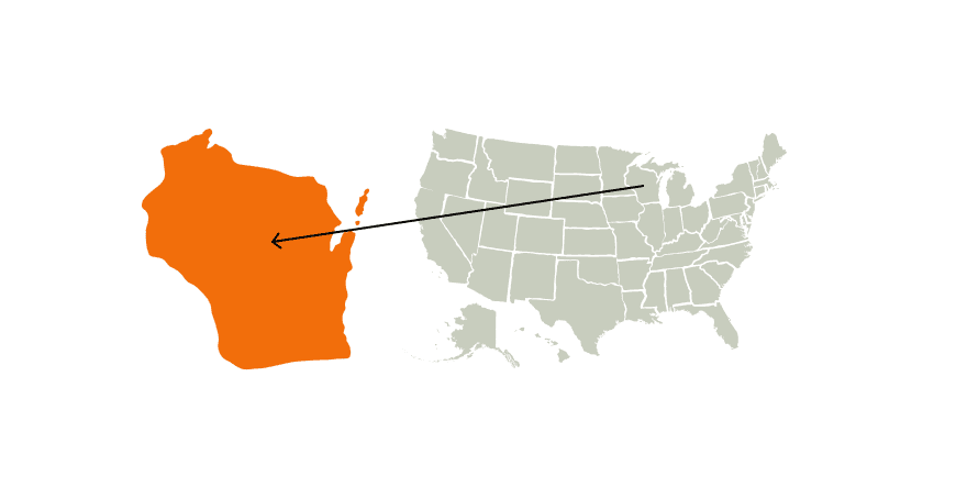 A map of the United States highlight Wisconsin, Winsconsin hunting seasons concept.
