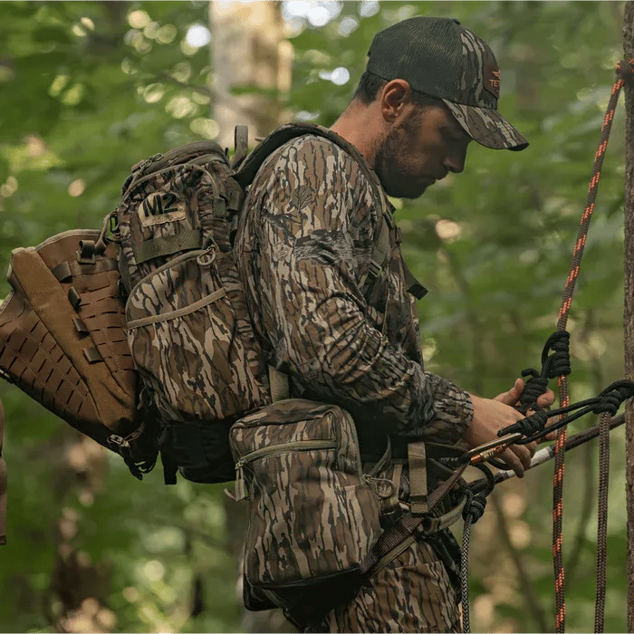 Hunter using Tethrd Workhorse saddle kit, best hunting saddles concept.