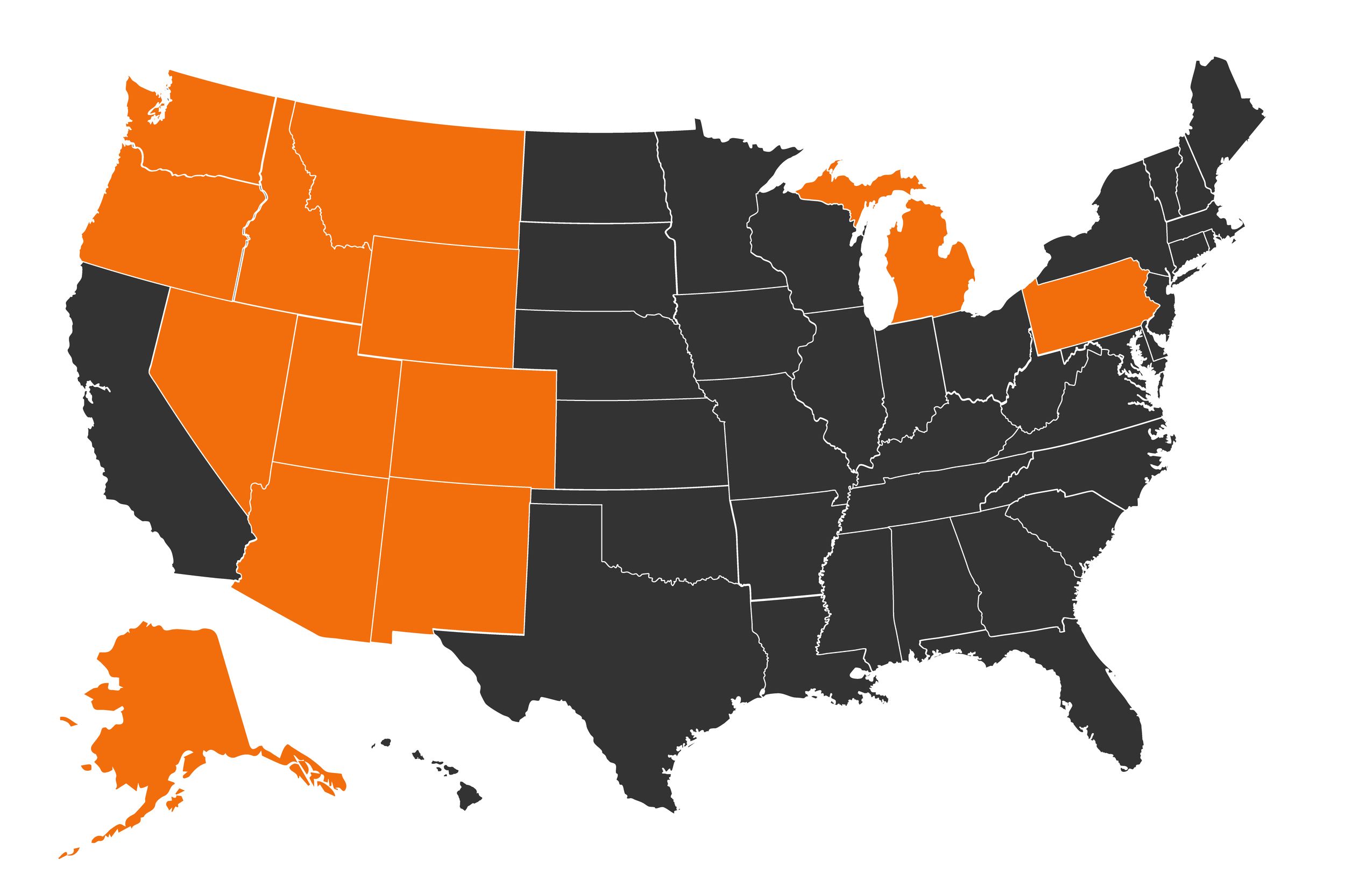 Map of the US showing states offering an elk hunting season.