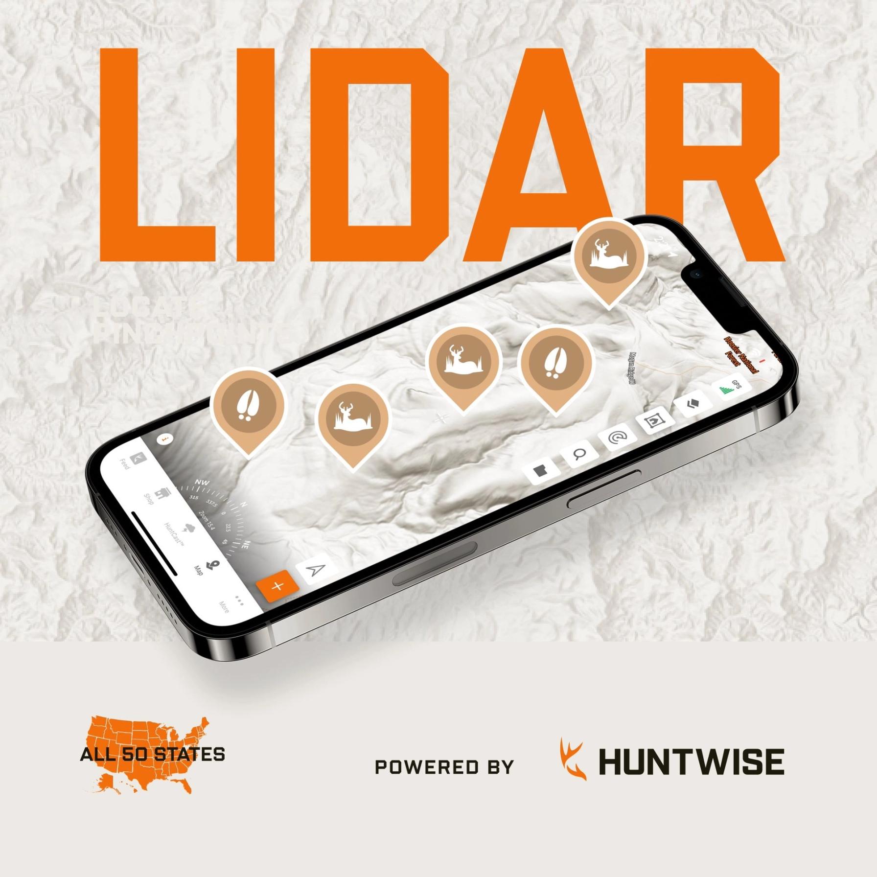 Graphic showing LiDAR in the HuntWise app.