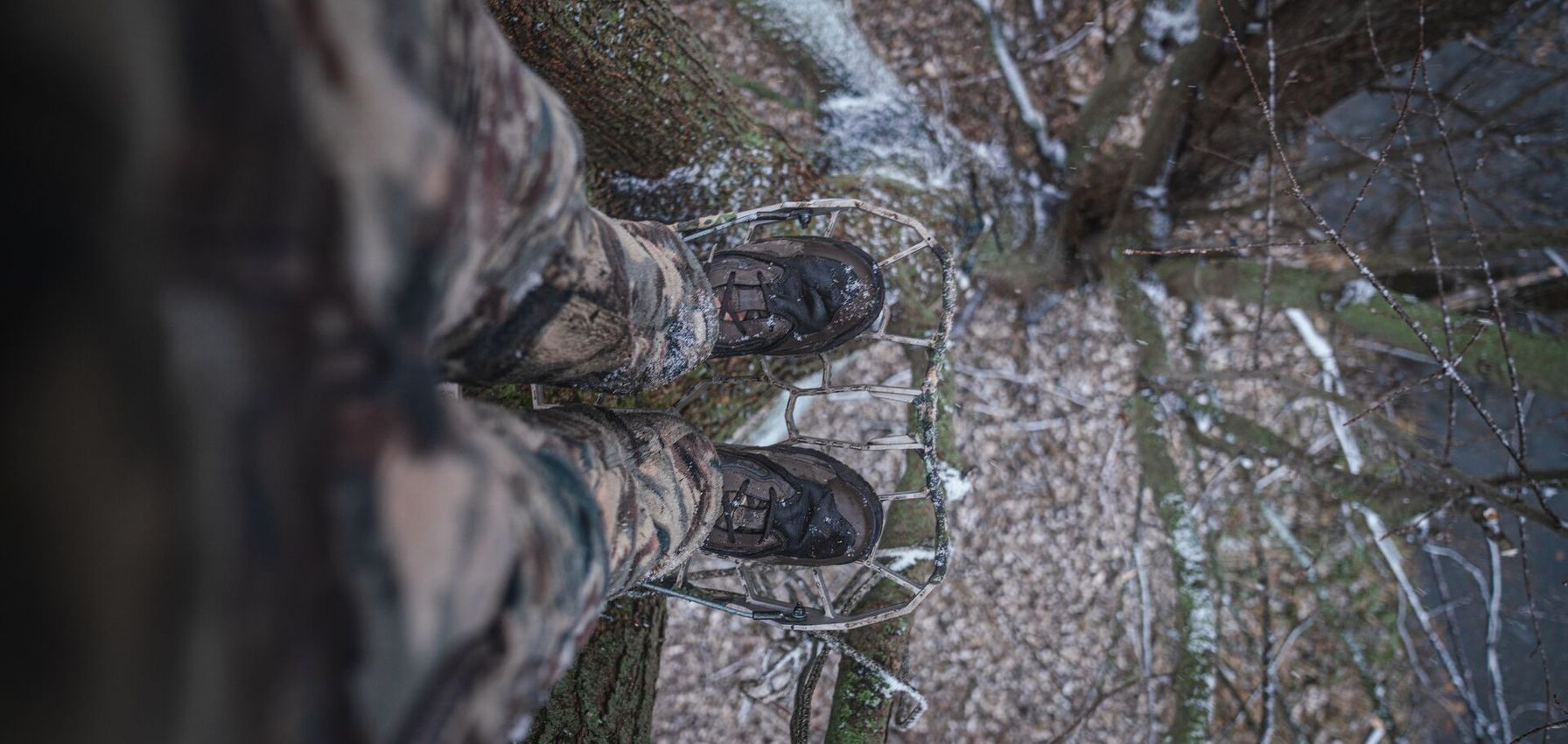 View looking down at hunter