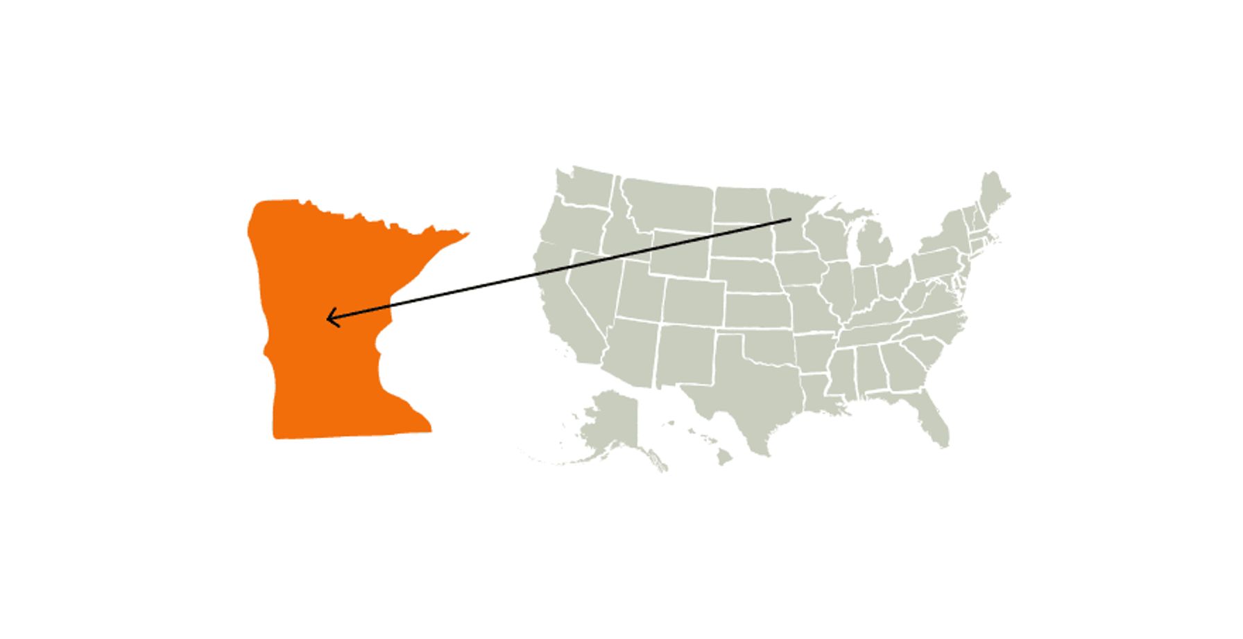 A map of the United States featuring Minnesota for Minnesota hunting seasons concept.