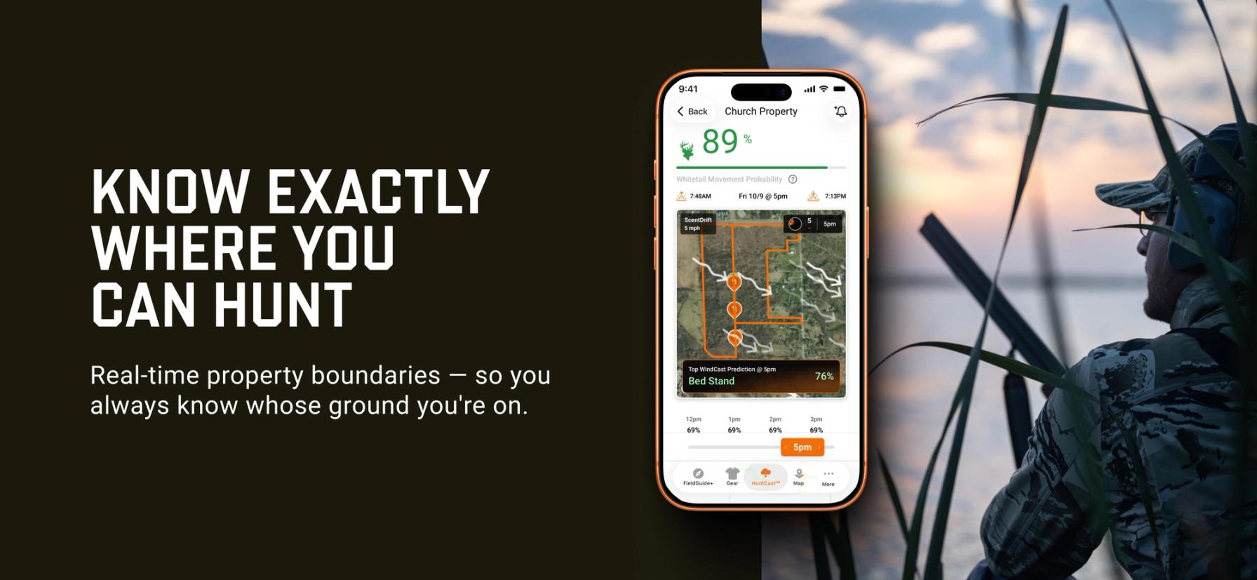 Graphic with text know exactly where you can hunt, Iowa waterfowl hunting land concept.