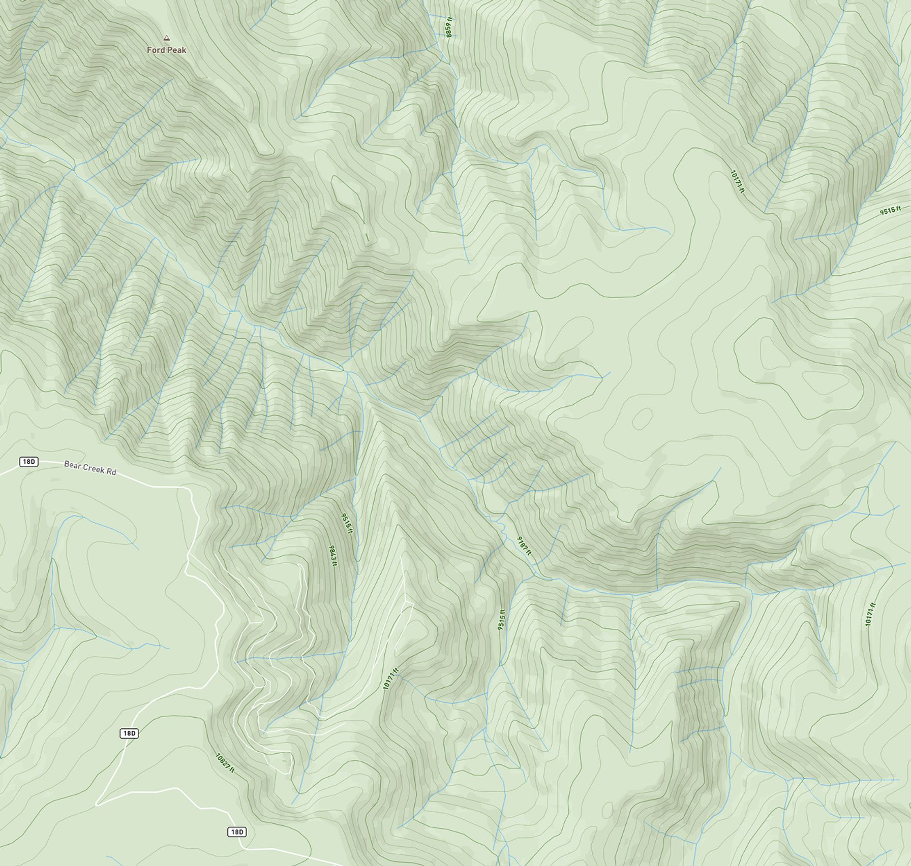 An illustration of a topo map, reading topo maps for deer hunting concept.