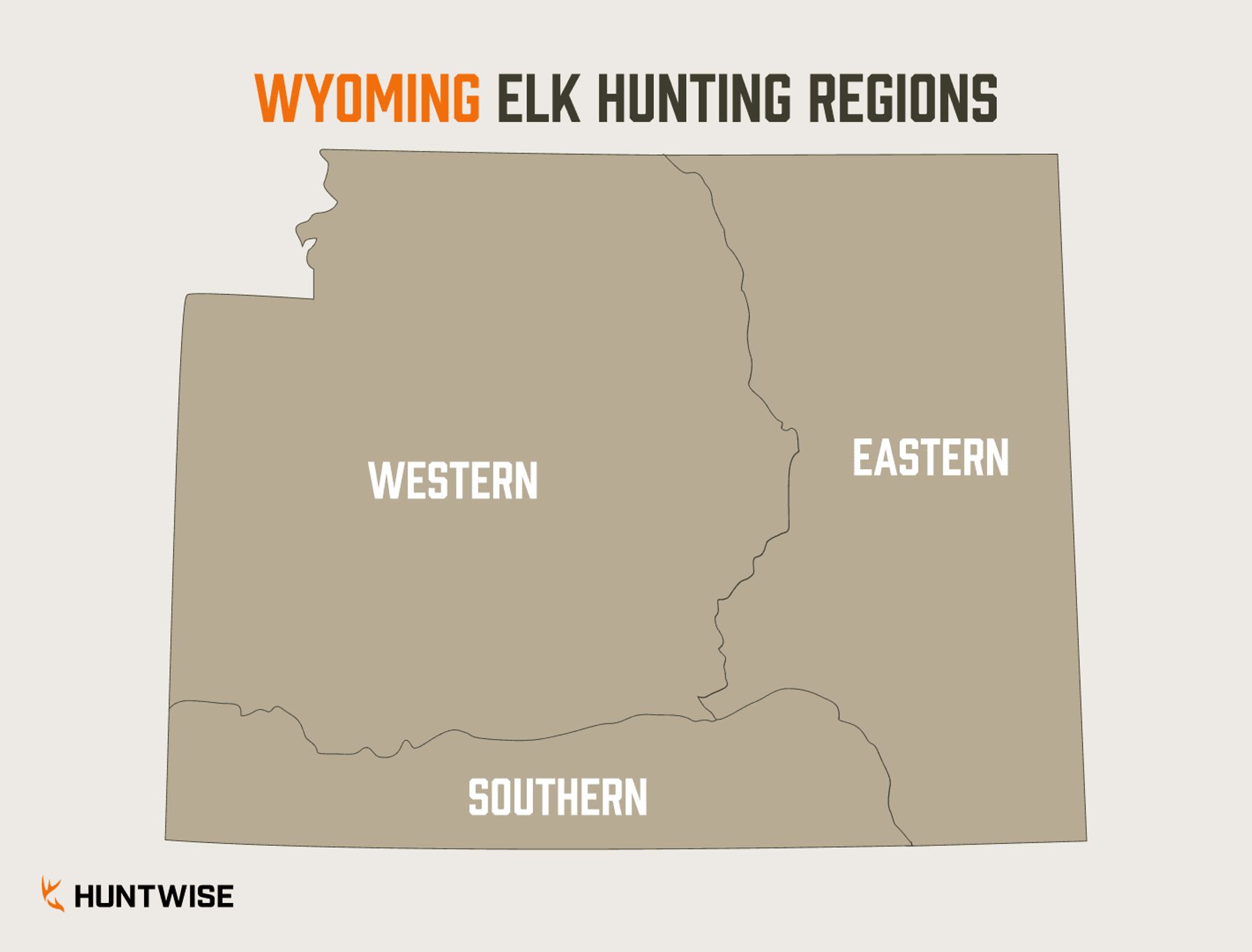 Map of Wyoming Elk Hunting Regions, Wyoming OTC elk tags concept.