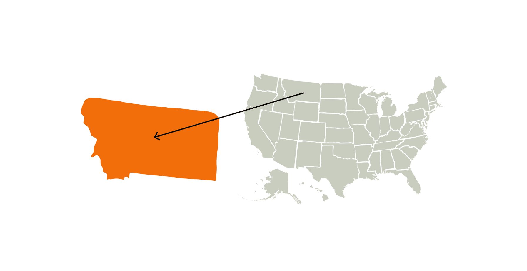 A map of the United States highlighting the state of Montana.