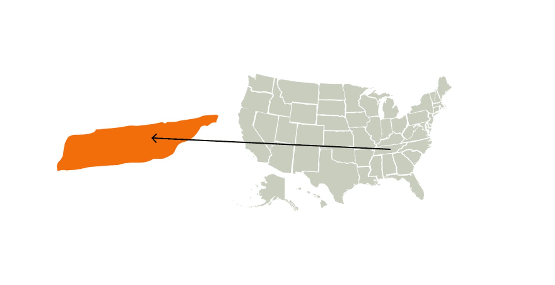 A map of the United States featuring Tennessee, concept of Tennessee hunting seasons.