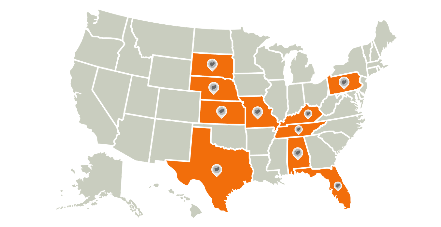 A map of the U.S. highlighting the best turkey hunting states.