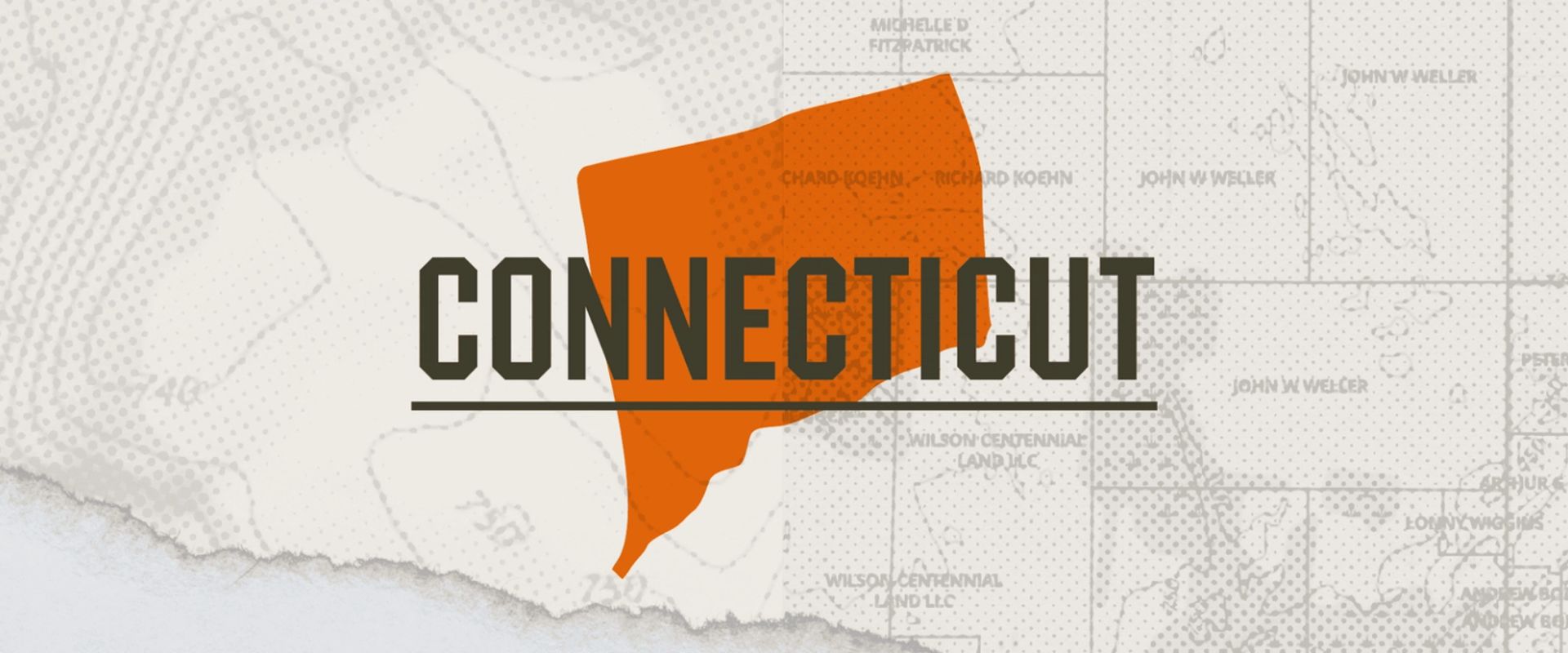 A graphic of the state of Connecticut representing hunting in Connecticut.
