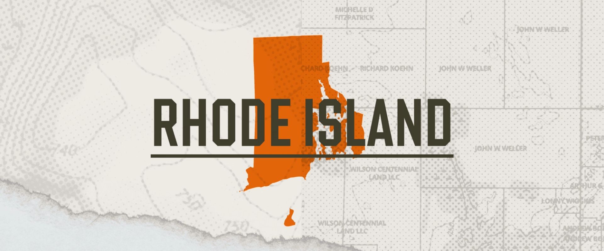 A graphic of the state of Rhode Island representing the Rhode Island hunting season.