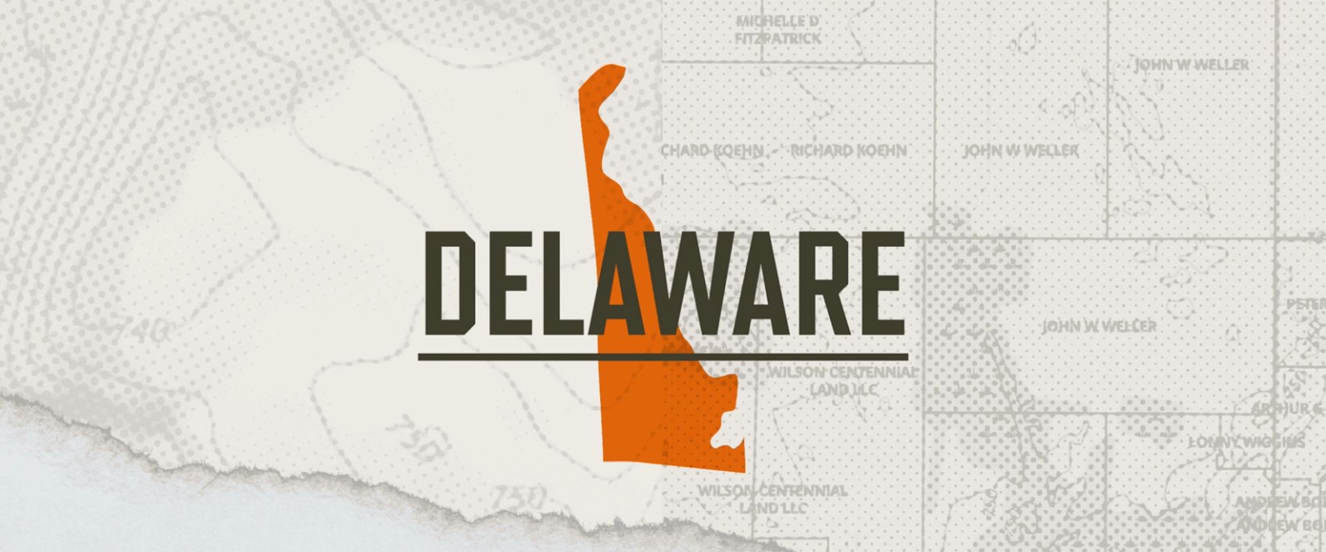 A graphic of the state of Delaware representing state of Delaware hunting season.