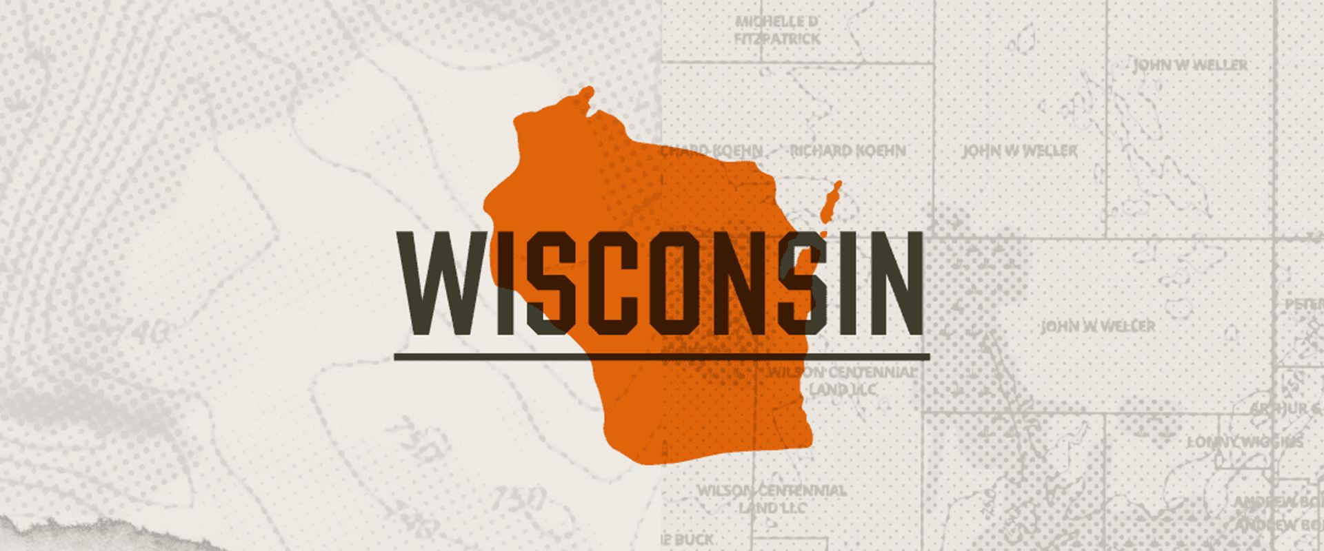 A graphic of the state of Wisconsin representing Wisconsin hunting seasons.