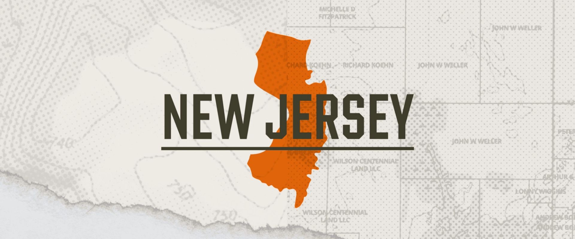 A graphic of the state of New Jersey representing the New Jersey hunting seasons.