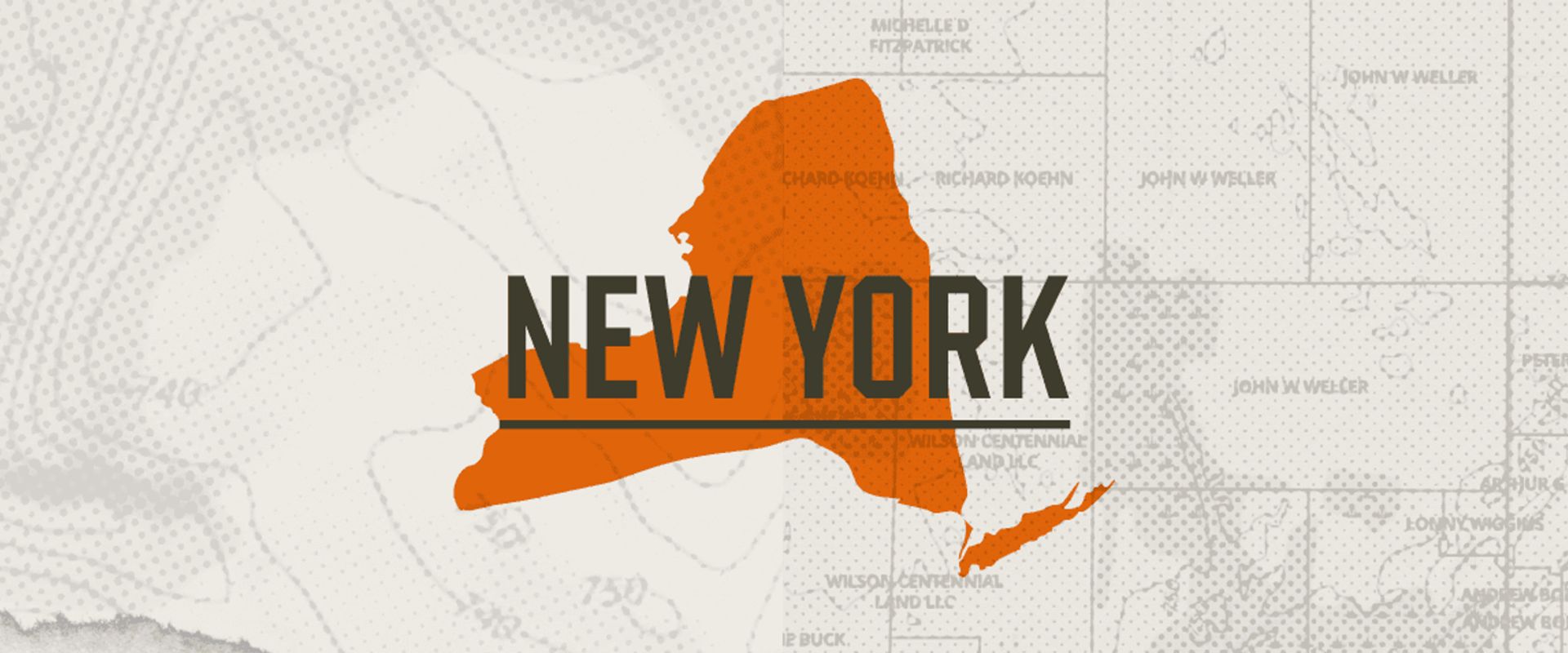 A graphic of the state of New York representing New York hunting seasons.