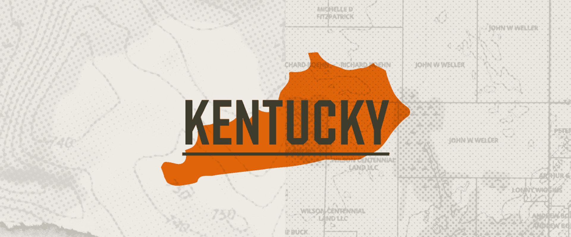 A graphic of the state of Kentucky representing Kentucky hunting seasons.