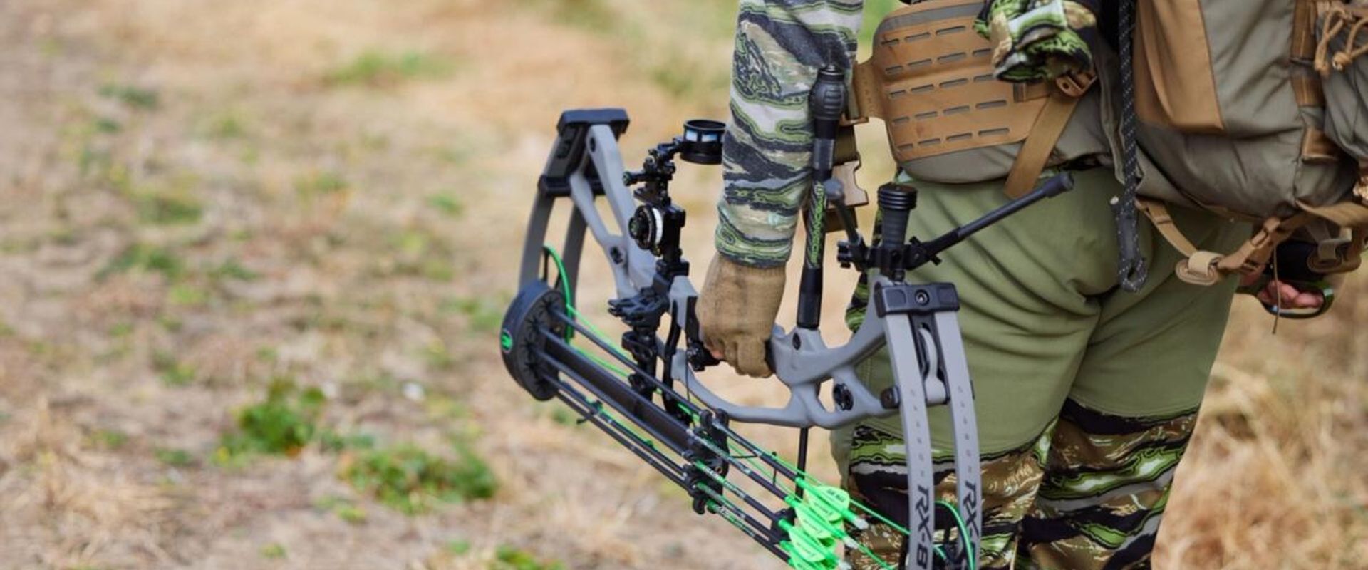 Hunter carrying hunting gear for deer hunts.