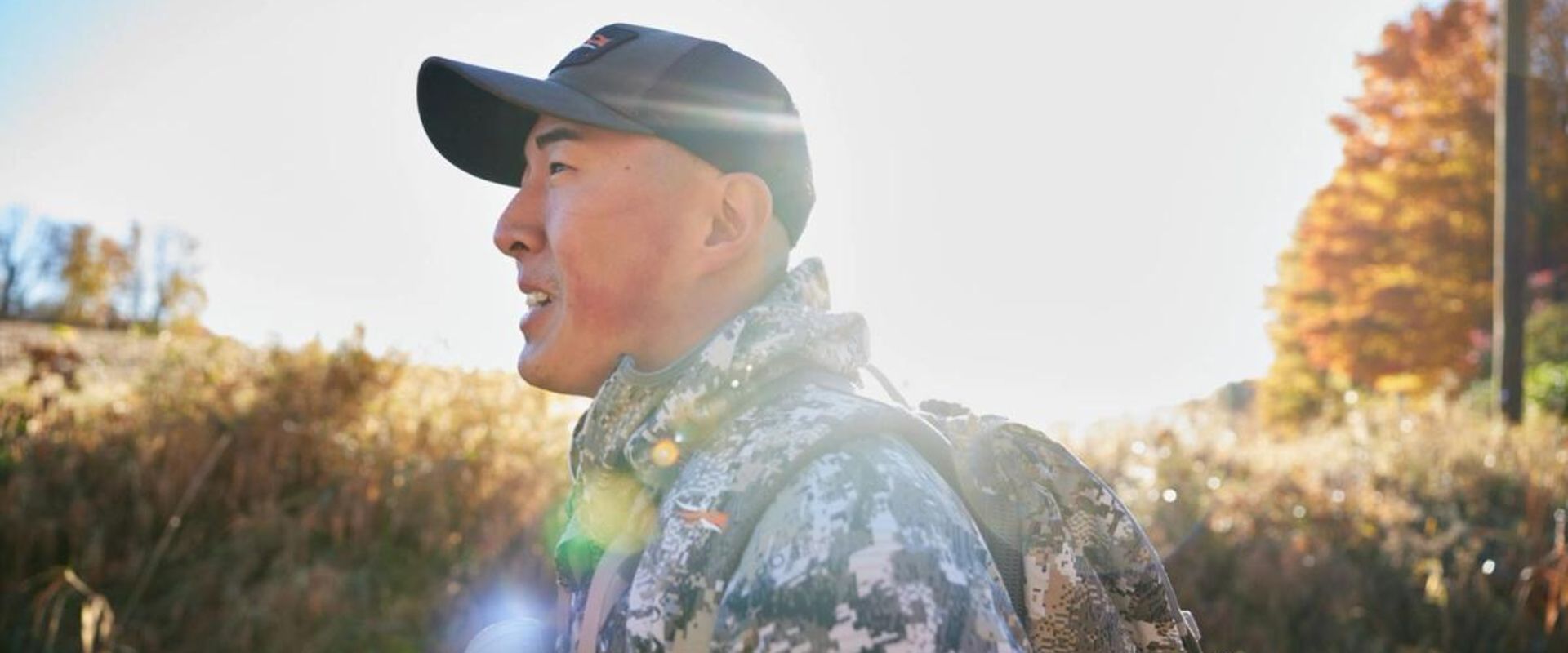 A hunter outdoors in gear, whaat can you hunt in summer concept.