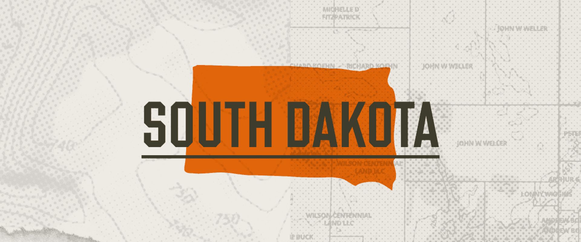 A graphic of the state of South Dakota representing the South Dakota hunting seasons.