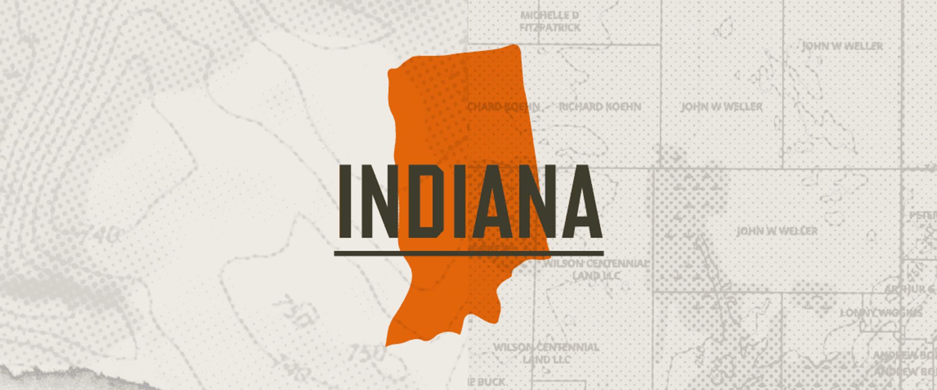 A graphic of the state of Indiana representing Indiana hunting seasons.
