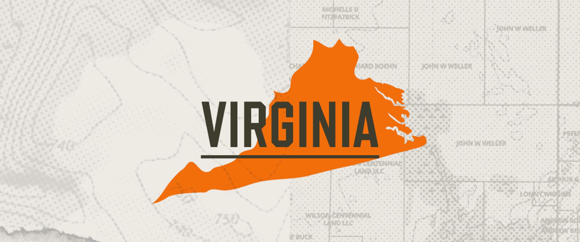 A graphic of the state of Virginia representing Virginia hunting seasons.
