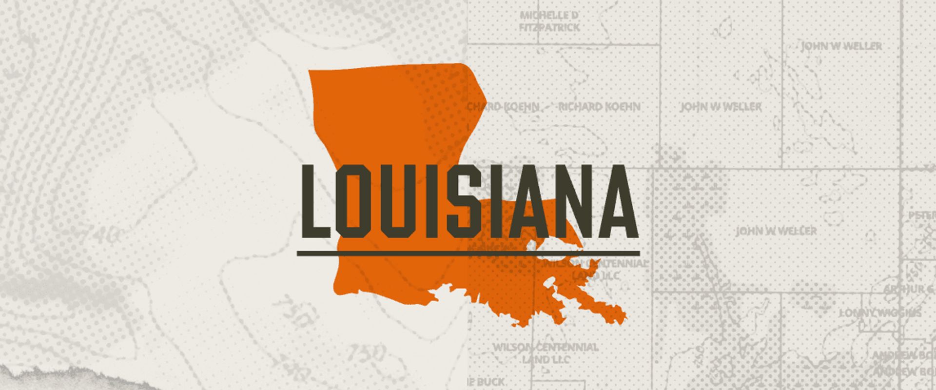A graphic of the state of Louisiana representing Louisiana hunting seasons.