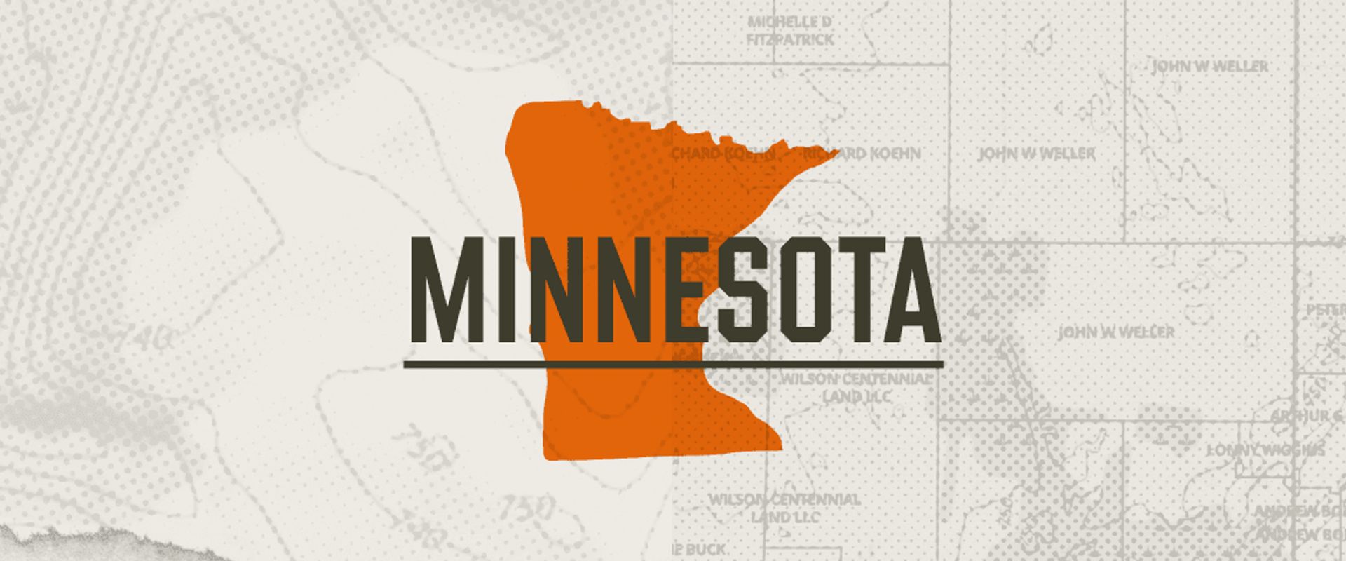 A graphic of the state of Minnesota representing Minnesota hunting seasons.