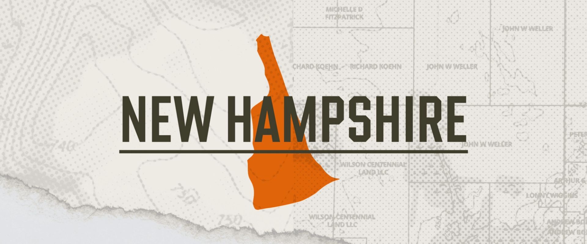 A graphic of the state of New Hampshire representing the New Hampshire hunting season.