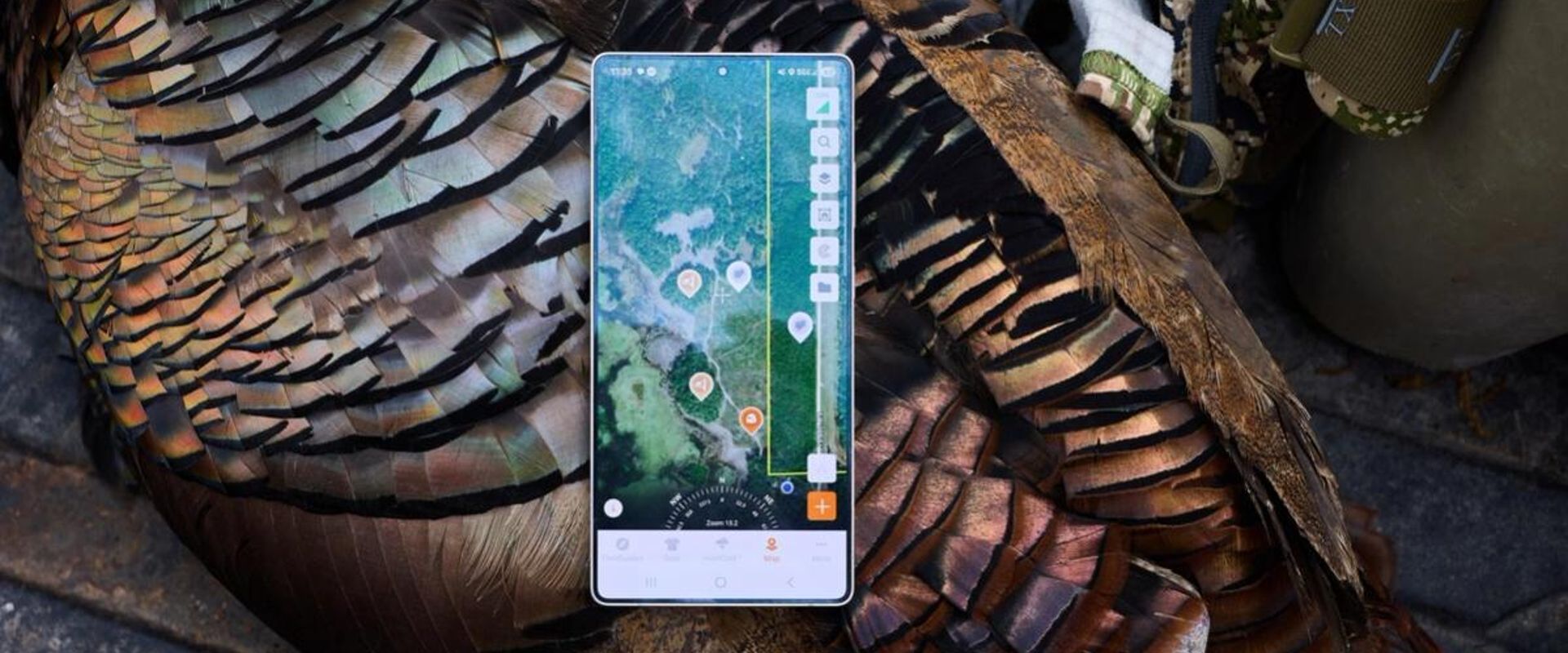 Phone showing the HuntWise turkey hunting app on a turkey after hunt.