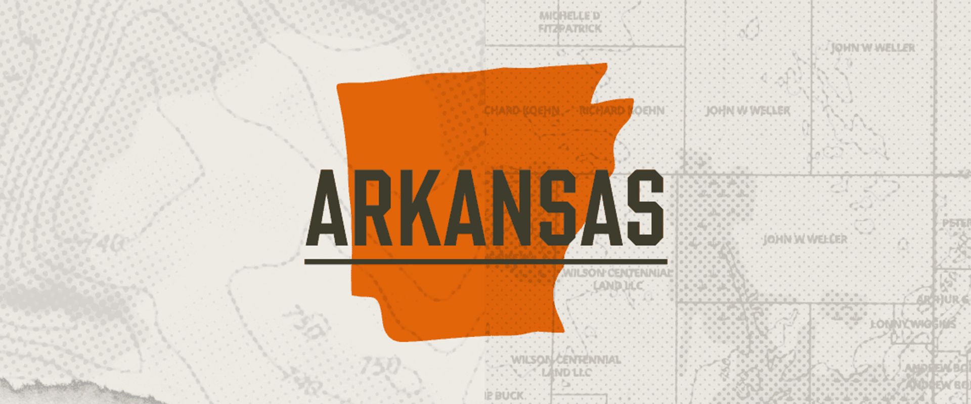 A graphic of the state of Arkansas representing Arkansas hunting seasons.
