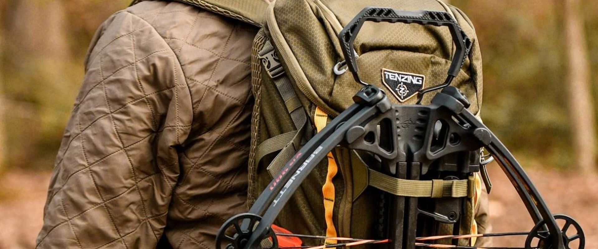 Close-up of a hunter wearing a hunting pack/back pack.