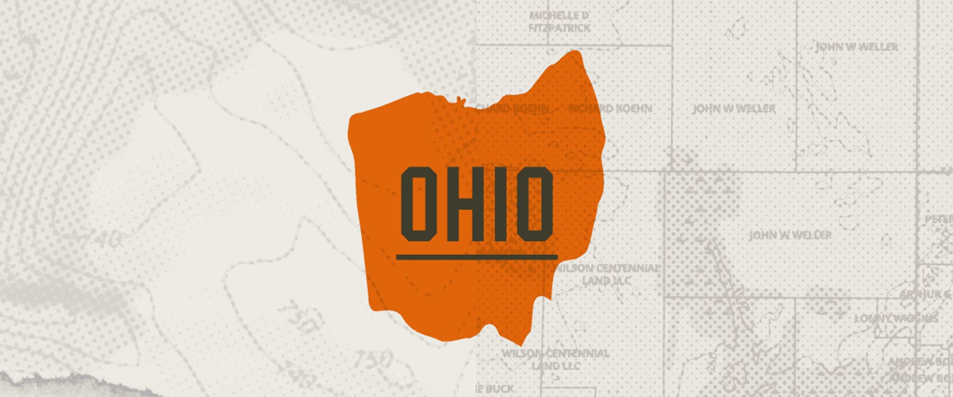 A graphic of the state of Ohio representing Ohio hunting seasons.