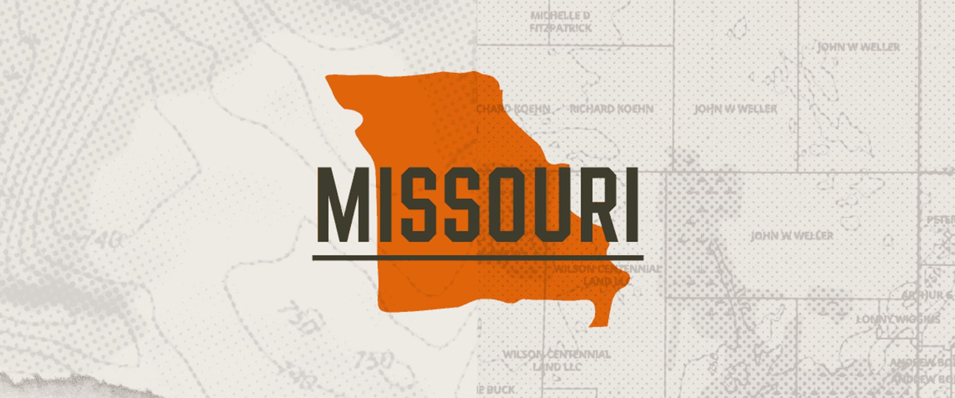A graphic of the state of Missouri representing Missouri hunting seasons.