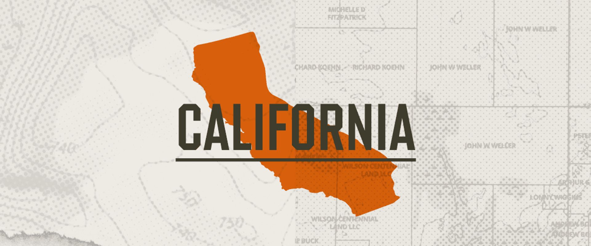 A graphic of the state of California representing California hunting seasons.