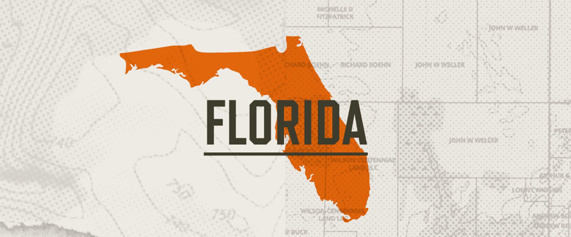 A graphic of the state of Florida representing Florida hunting seasons.
