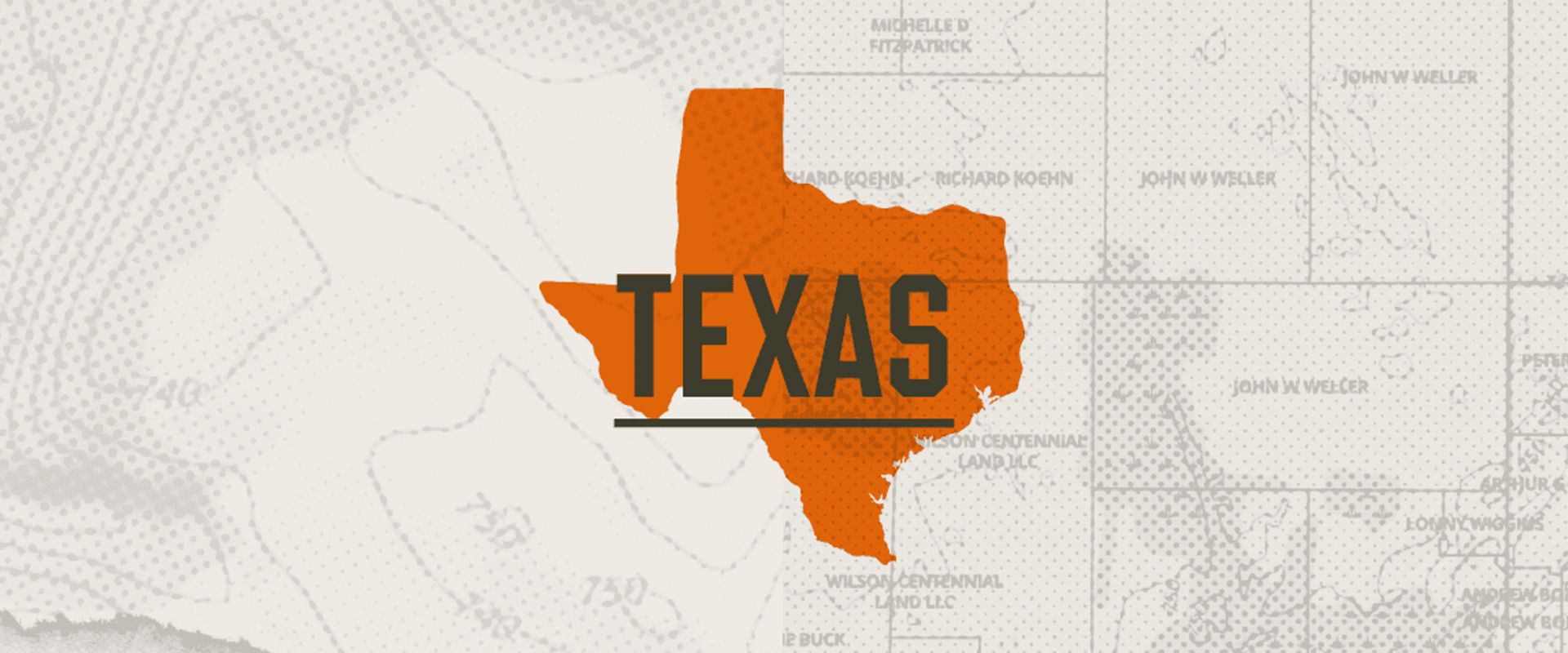 A graphic of the state of Texas representing Texas hunting seasons.