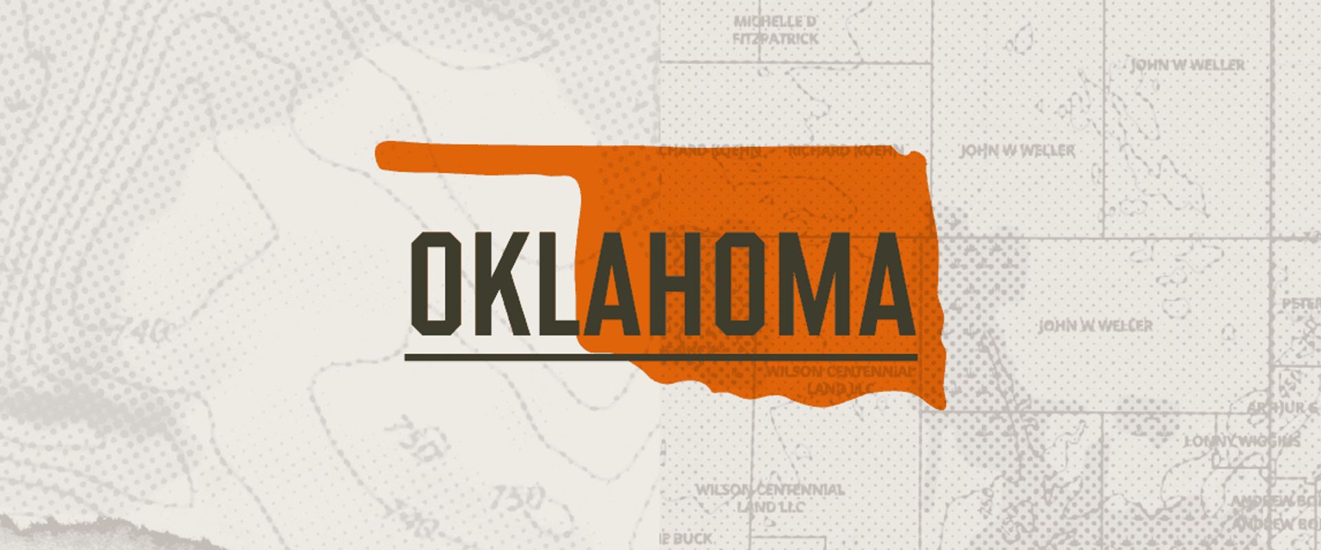A graphic of the state of Oklahoma representing Oklahoma hunting seasons.